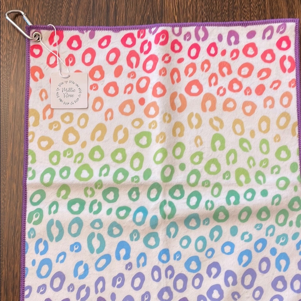 Millie Rose Golf Towel with Colorful Cheetah Print
